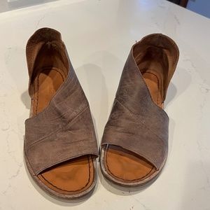 Free People Rustic Brown Leather Cross-Strap Sandals